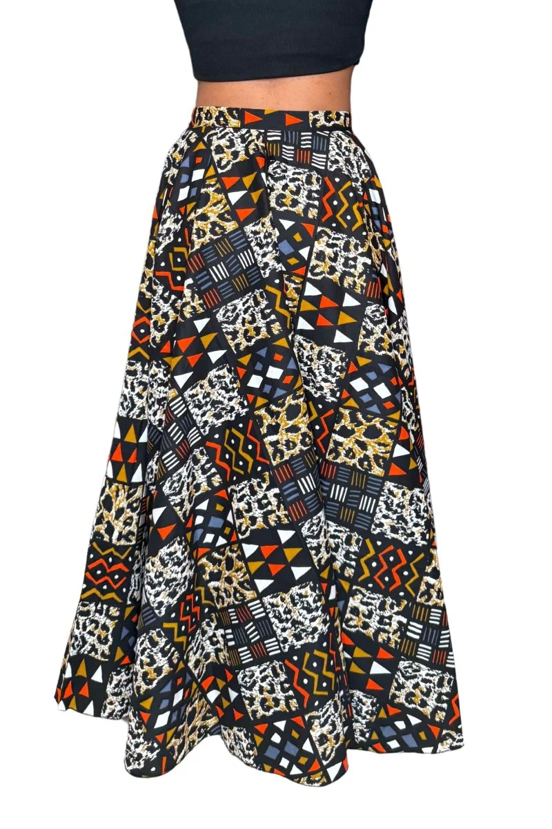 Colorful Black - Jupe longue Wax - Tribale Urbaine - Image 3